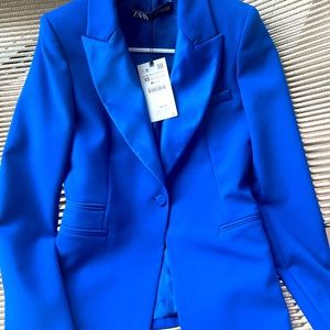 ZARA Blue tuxedo-style Blazer